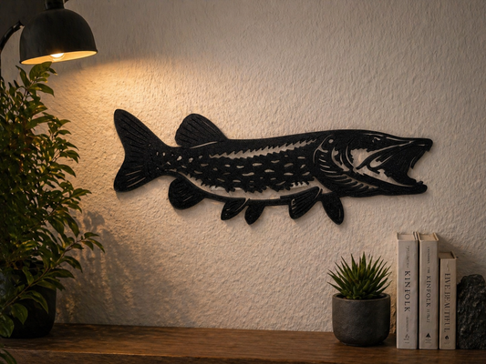 Hecht Wandbild – 23 cm – 3D-Druck für Angler & Naturfans
