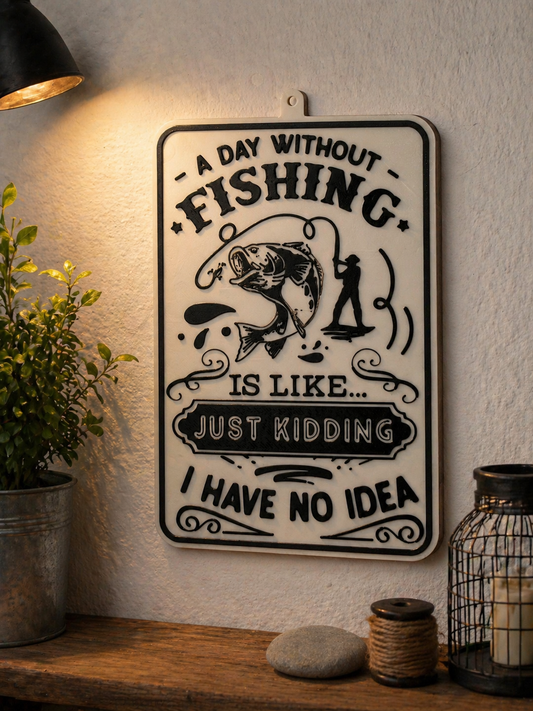 Angler Wandbild – „A Day Without Fishing…“ – Lustiges Geschenk