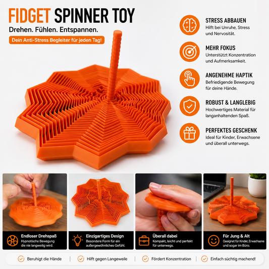 Anti-Stress Fidget Spinner – 3D-Druck – Orange