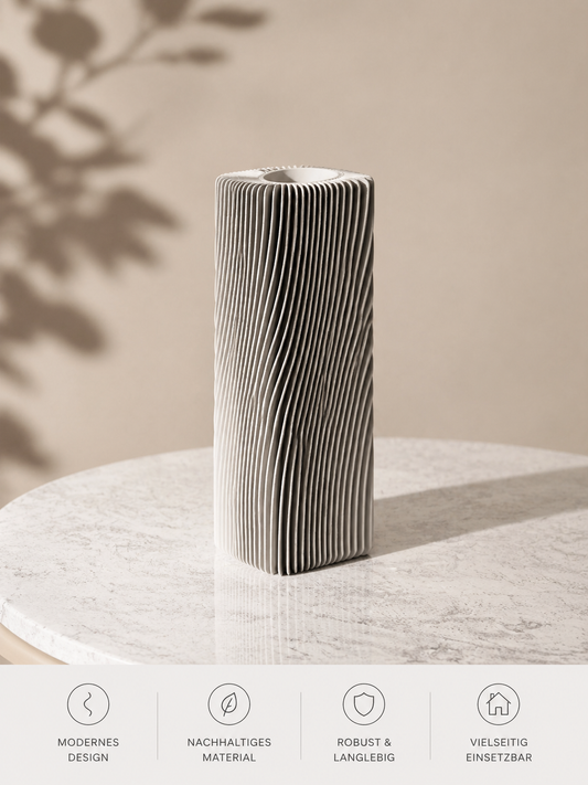 Skulpturale Design Vase – 3D-Druck – Minimalistisch Creme/Beige