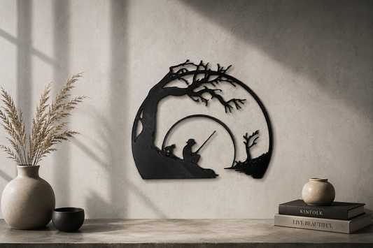 Angler Silhouette Wandbild – 3D-Druck – Deko für Naturfans