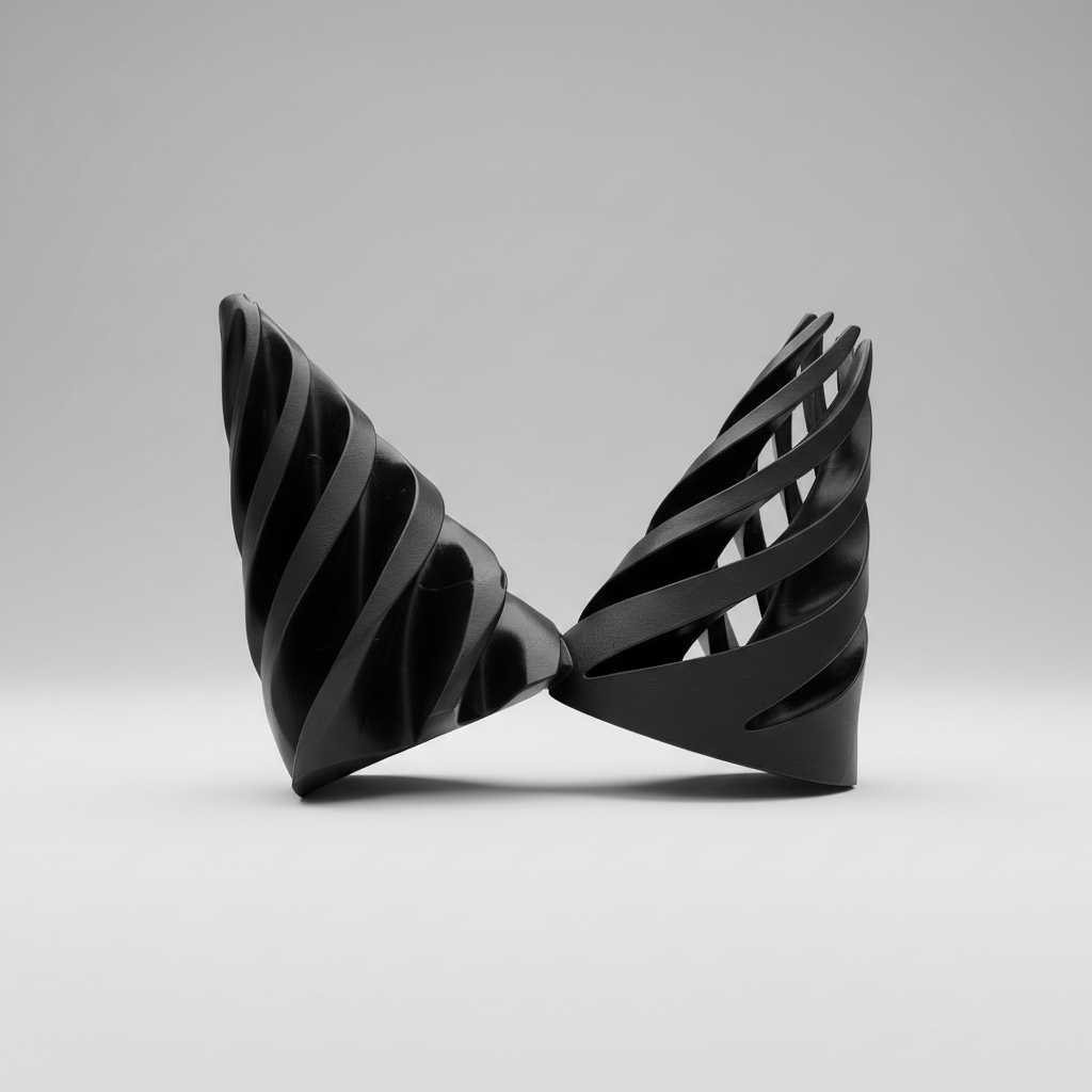 3D-gedrucktes Spiral Fidget Toy auf hellem Hintergrund