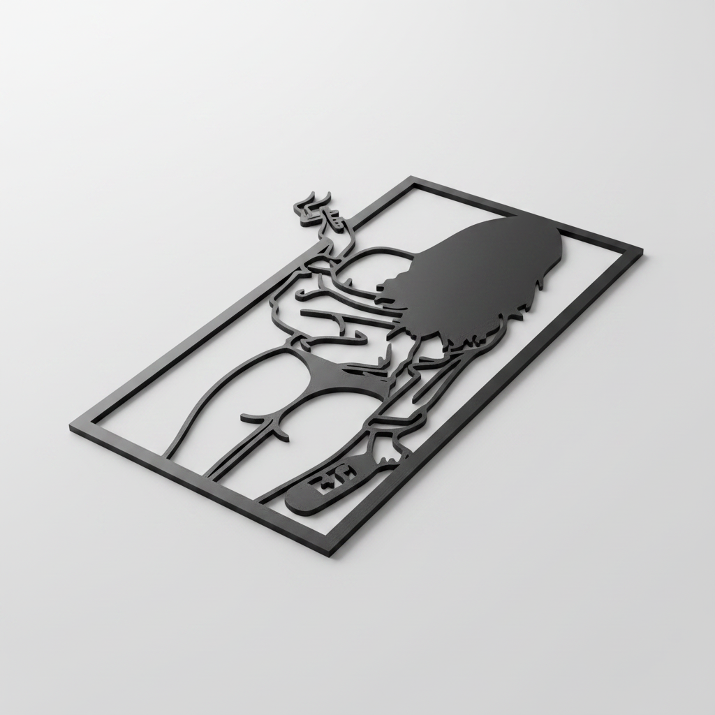 3D Metall Wandbild Line Art von anderem Winkel