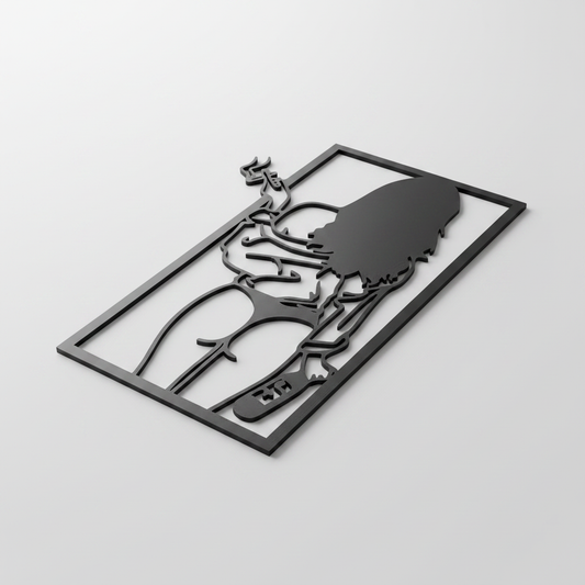 3D Metall Wandbild Line Art von anderem Winkel