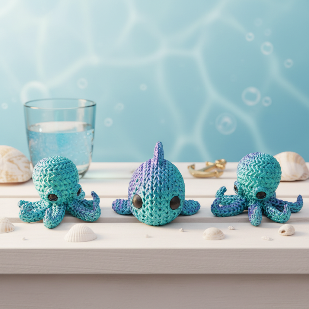 Ozean Freunde Figuren mit Wasser-Hintergrund